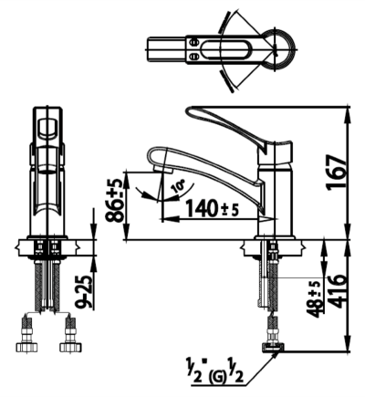 CT300A ก๊อกผสมอ่างล้างหน้าแบบก้านโยกพร้อมสะดือป๊อปอัพ รุ่น ENNA