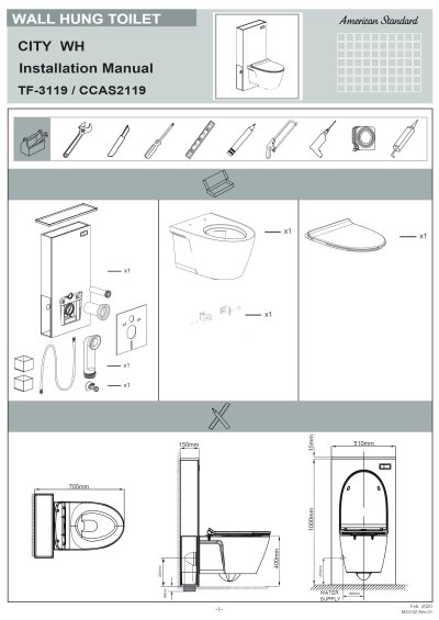 TF-3119YB1-WT-0 สุขภัณฑ์ แบบแขวนผนัง รุ่น ACACIA SUPASLEEK