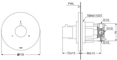 TBV01104T#PFG ชุดเปลี่ยนทิศทางน้ำ (เข้า 1 ออก 3) ไม่รวมวาล์วเปิด-ปิดน้ำ *4