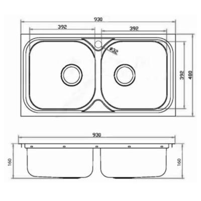 MSX932.1 ซิงค์ล้างจาน แบบฝังบนเคาน์เตอร์ 1 หลุม