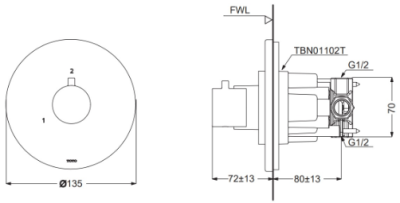 TBV01103T#PN ชุดเปลี่ยนทิศทางน้ำ (เข้า 1 ออก 2) ไม่รวมวาล์วเปิด-ปิดน้ำ *4