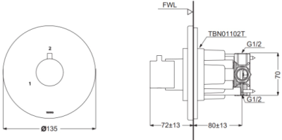 TBV01103T#PBR ชุดเปลี่ยนทิศทางน้ำ (เข้า 1 ออก 2) ไม่รวมวาล์วเปิด-ปิดน้ำ *4