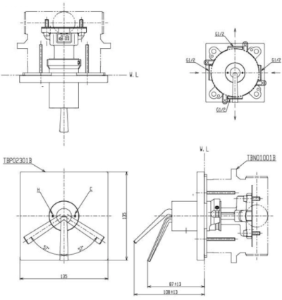 TBP02S01T#BFG ก๊อกผสมสำหรับยืนอาบน้ำ ชนิดฝังผนัง