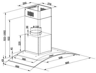MC390BV เครื่องดูดควันทรงกระจกโค้ง