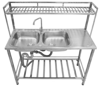 PSV120 ซิงค์ล้างจาน แบบขาตั้ง 2 หลุม 1 ที่พัก