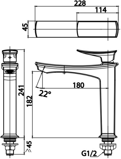 CT1222A#CRG ก๊อกเดี่ยวอ่างล้างหน้าแบบก้านโยกทรงสูงสีโครมโรสโกล์ดพร้อมสะดือแบบกด