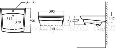 6054-WT อ่างล้างหน้า แบบฝังครึ่งเคาน์เตอร์