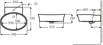 6063-WT อ่างล้างหน้า แบบวางบนเคาน์เตอร์