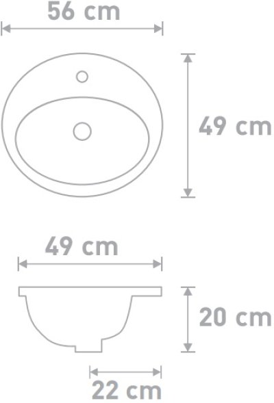 S54001 อ่างล้างหน้า แบบฝังบนเคาน์เตอร์ รุ่น 801