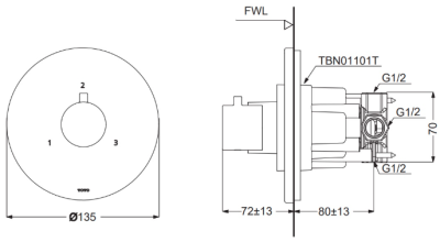 TBV01101T#PBR ชุดเปิด-ปิดน้ำ *3