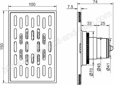 A-8207-N ตะแกรงกันกลิ่น ทองเหลืองชุบนิเกิล สำหรับท่อพีวีซี 2 - 2.5 นิ้ว หน้าตะแกรง 4x6 นิ้ว