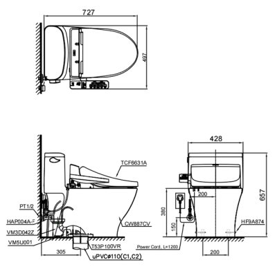 CW887UW4 สุขภัณฑ์ แบบชิ้นเดียว 4.8 ลิตร