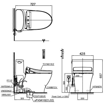 CW887UW6 สุขภัณฑ์ แบบชิ้นเดียว 4.8 ลิตร