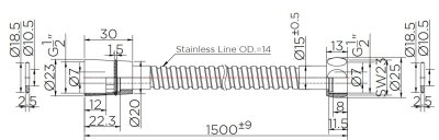 KA-06-920-41 สายฝักบัวสีทอง สแตนเลส 304  ยาว 150 ซม. หมุน 360 องศา