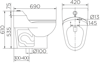 ECT-02-111D-11 สุขภัณฑ์ แบบชิ้นเดียว 3/6 ลิตร