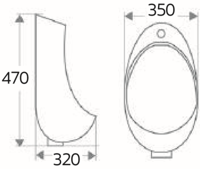 ECU-02-221-11 โถปัสสาวะชาย แบบติดผนัง