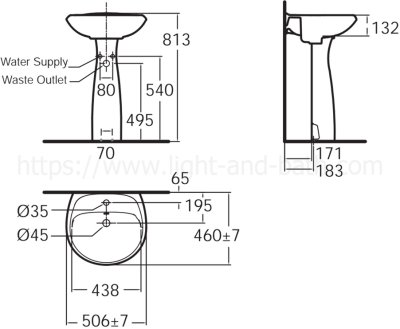 TF-0979/900P-WT-0 อ่างล้างหน้า แบบขาตั้ง รุ่น WINSTION