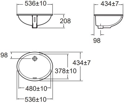 TF-470LM-WT-0 อ่างล้างหน้า แบบฝังใต้เคาน์เตอร์ รุ่น OVALYN