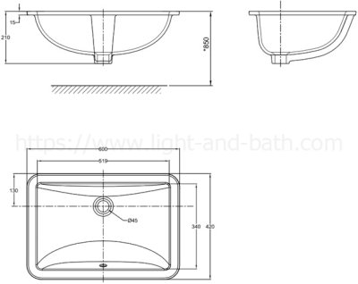 TI-0459-WT อ่างล้างหน้า แบบฝังใต้เคาน์เตอร์ รุ่น ACTIVA
