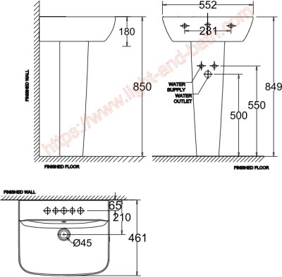 WP-1511/F711-WT-0 อ่างล้างหน้า แบบขาตั้ง รุ่น CYGN