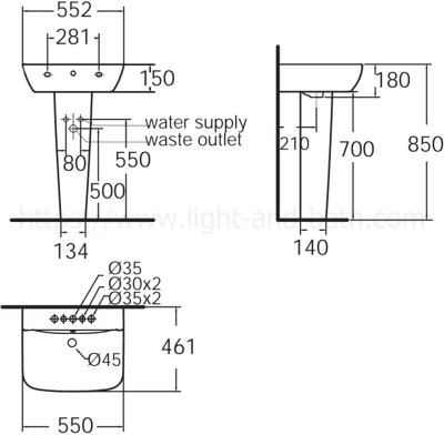 WP-1511/F711-WT-0 อ่างล้างหน้า แบบขาตั้ง รุ่น CYGN