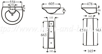 CR6208-WT อ่างล้างหน้า พร้อมขาตั้ง