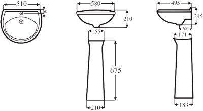 CR6216-WT อ่างล้างหน้า พร้อมขาตั้ง
