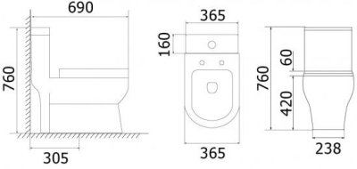 RB954-TL1PC-8815 โถสุขภัณฑ์ แบบตั้งพื้นชิ้นเดียว รุ่น 8815