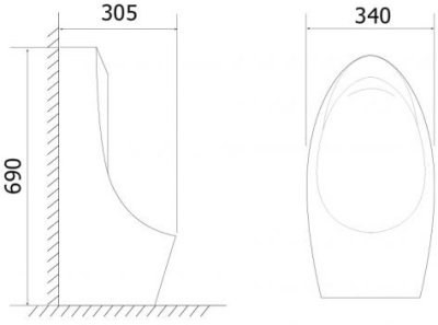 RB954-WHUPT-8014 โถปัสสาวะ (P-trap) พร้อมอุปกรณ์ติดตั้งรุ่น 8014