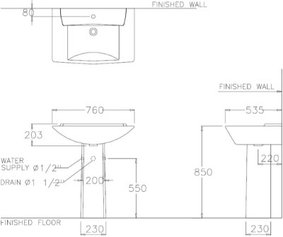C0104/C4014 อ่างล้างหน้า แบบขาตั้ง รุ่น GIANT