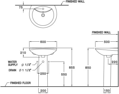 C0107/C411 อ่างล้างหน้า แบบขาตั้ง รุ่น ALICE