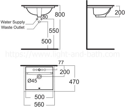 TF-0451-WT อ่างล้างหน้า แบบฝังใต้เคาน์เตอร์ รุ่น CONCEPT CUBE