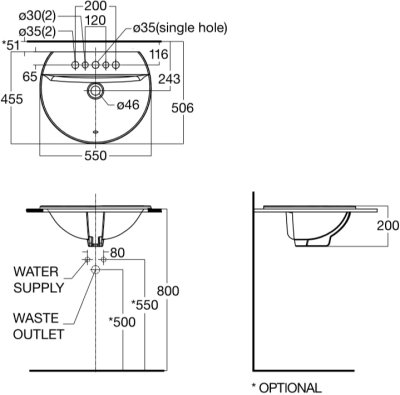 TF-0452-WT อ่างล้างหน้า แบบฝังบนเคาน์เตอร์ รุ่น CONCEPT SPHERE