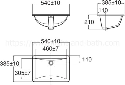 TF-0474-WT อ่างล้างหน้า แบบฝังใต้เคาน์เตอร์ รุ่น STUDIO
