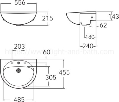 TF-0518-WT อ่างล้างหน้า แบบฝังครึ่งเคาน์เตอร์ รุ่น PARAMOUNT