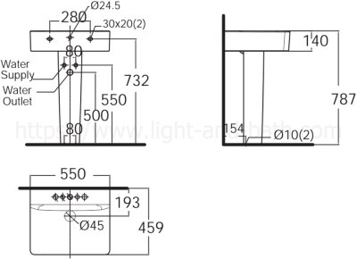 TF-0550/0742-WT-0 อ่างล้างหน้า แบบขาตั้ง รุ่น CONCEPT CUBE 