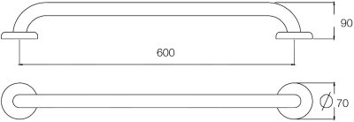 GB-6327-60 ราวกันลื่นแบบตรง ความยาว 60 ซม. ⌀ 25.4 มม. ผิวเงา