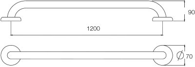 GB-6327-120 ราวกันลื่นแบบตรง ความยาว 120 ซม. ⌀ 25.4 มม. ผิวเงา