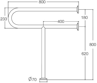 HR-6600-2L ราวกันลื่น ข้างอ่างล้างหน้า ความยาว 80x80 ซม. ขนาดเส้นผ่านศูนย์กลาง (OD) 32 มม. ผิวแฮร์ไลน์
