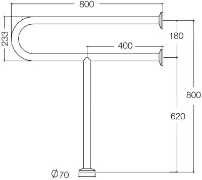 HR-1600-2L ราวกันลื่น ข้างอ่างล้างหน้า ความยาว 80x80 ซม. ขนาดเส้นผ่านศูนย์กลาง (OD) 32 มม. ผิวเงา
