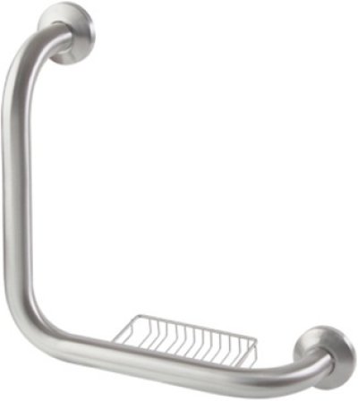 HR-6329S-2BLR ราวทรงตัว 90 ํ พร้อมตะแกรงวางสบู่