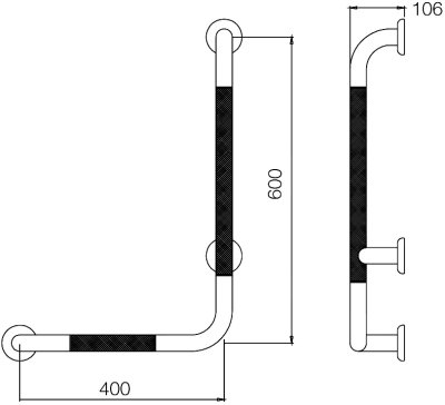 GB-4327-2BL/R ราวทรงตัว ซ้าย-ขวา ขนาด 40 X 60 ซม.