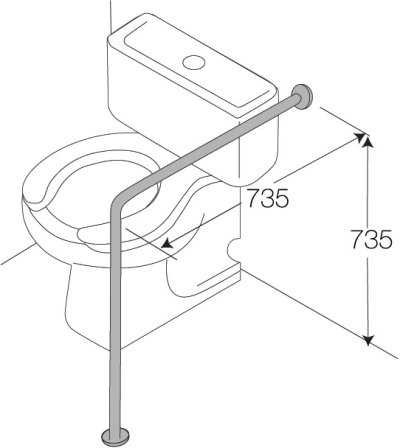 HR-1105-2 ราวกันลื่น ข้างอ่างล้างหน้า(ยึดพื้น) ความยาว 76 x 80 ซม. ขนาดเส้นผ่านศูนย์กลาง (OD) 32 มม. ผิวเงา
