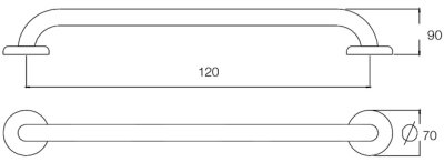 GB-3327-120 ราวกันลื่น ความยาว 120 ซม. ⌀ 25.4 มม. ผิวเงา