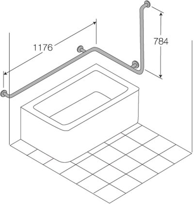 HR-1403-2 ราวพยุงกันล้ม ข้างอ่างอาบน้ำ