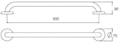 GB-3327-50 ราวกันลื่น ความยาว 50 ซม. ⌀ 25.4 มม. ผิวเงา
