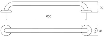 GB-3327-60 ราวกันลื่น ความยาว 60 ซม. ⌀ 25.4 มม. ผิวเงา