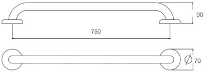 GB-3327-75 ราวกันลื่น ความยาว 75 ซม. ⌀ 25.4 มม. ผิวเงา