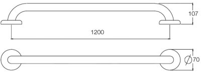 GB-3327-2-120 ราวกันลื่น ความยาว 120 ซม. ⌀ 32 มม. ผิวเงา
