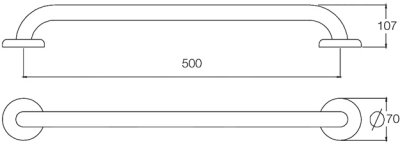 GB-3327-2-50 ราวกันลื่น ความยาว 50 ซม. ⌀ 32 มม. ผิวเงา